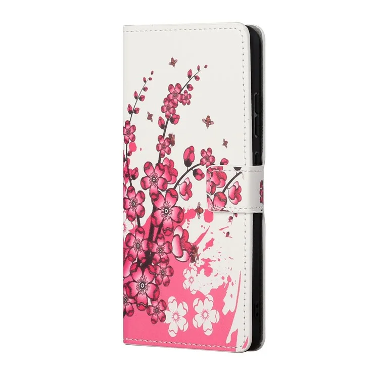 Pour Google Pixel 8a Étui en cuir PU Motif Flip Stand Housse de téléphone - Fleur de prune