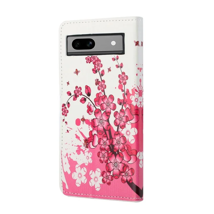Pour Google Pixel 8a Étui en cuir PU Motif Flip Stand Housse de téléphone - Fleur de prune