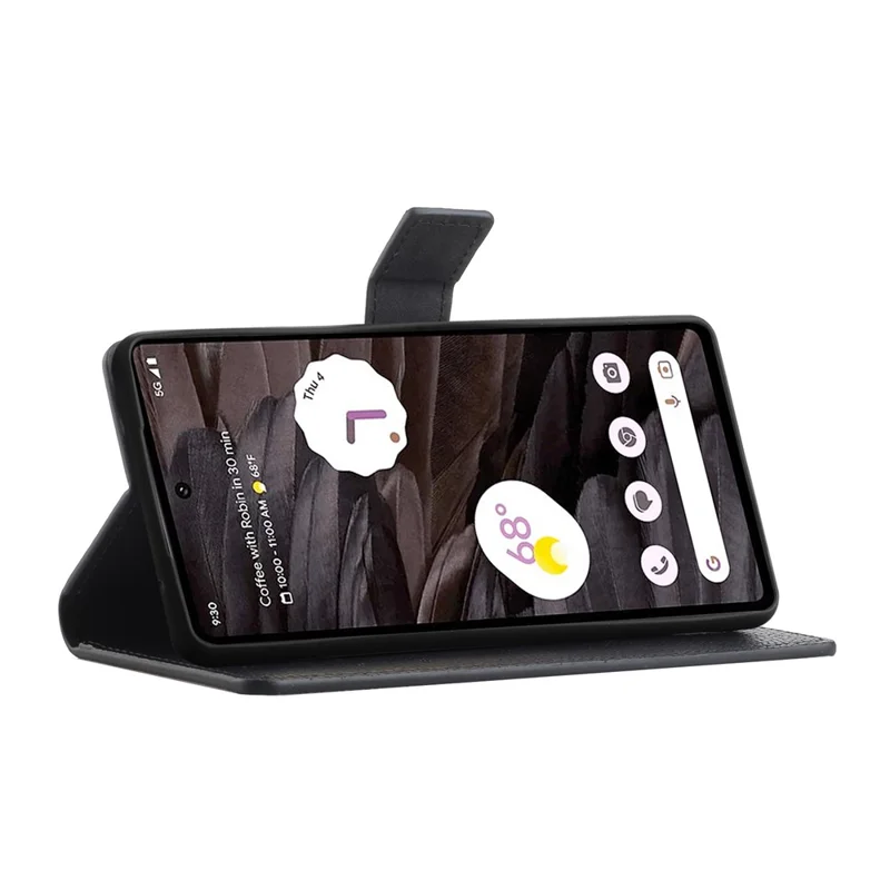 For Google Pixel 8a Cell Phone Case Litchi Texture PU Leather Anti-drop Cover with Wallet - Black
