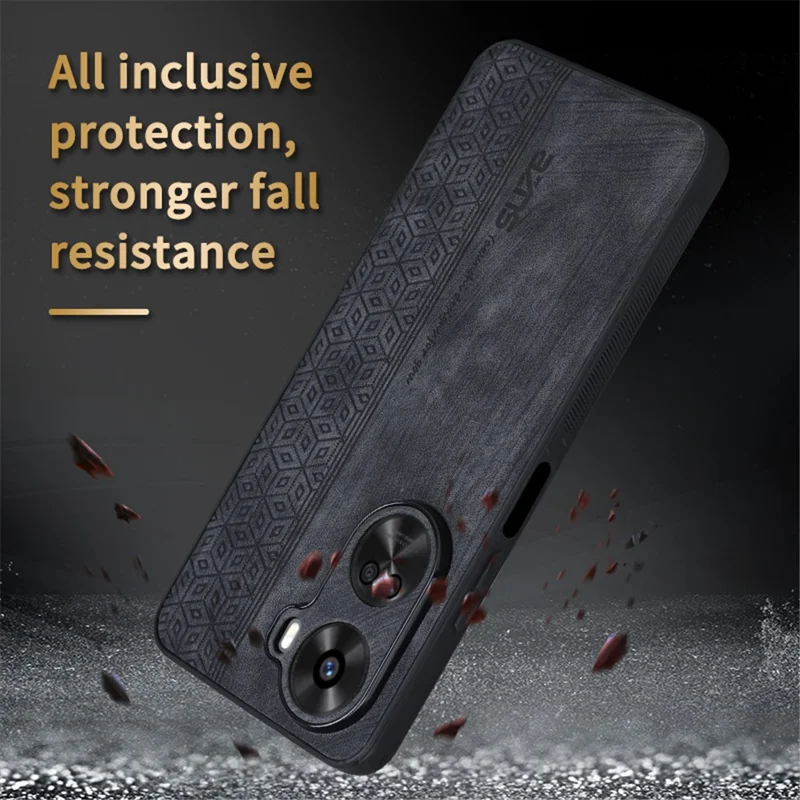 كفر AZNS لهاتف Huawei nova 11 SE / nova 12 SE 4G مصنوع من جلد البولي يوريثان المطبوع + TPU، غطاء خلفي للهاتف - أسود