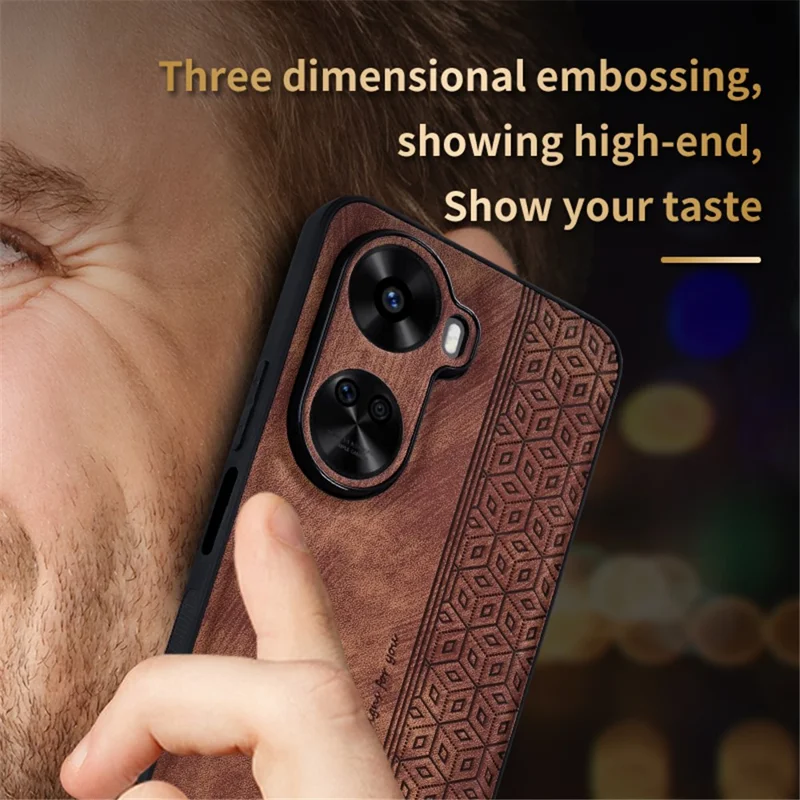 كفر AZNS لهاتف Huawei nova 11 SE / nova 12 SE 4G مصنوع من جلد البولي يوريثان المطبوع + TPU، غطاء خلفي للهاتف - أسود