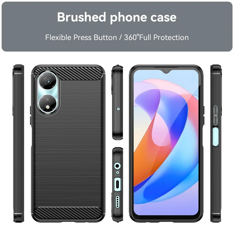 For Honor X5 Plus / Huawei Enjoy 40C 5G / Enjoy 40 / Enjoy 40s Funda de teléfono con textura de fibra de carbono - Negro