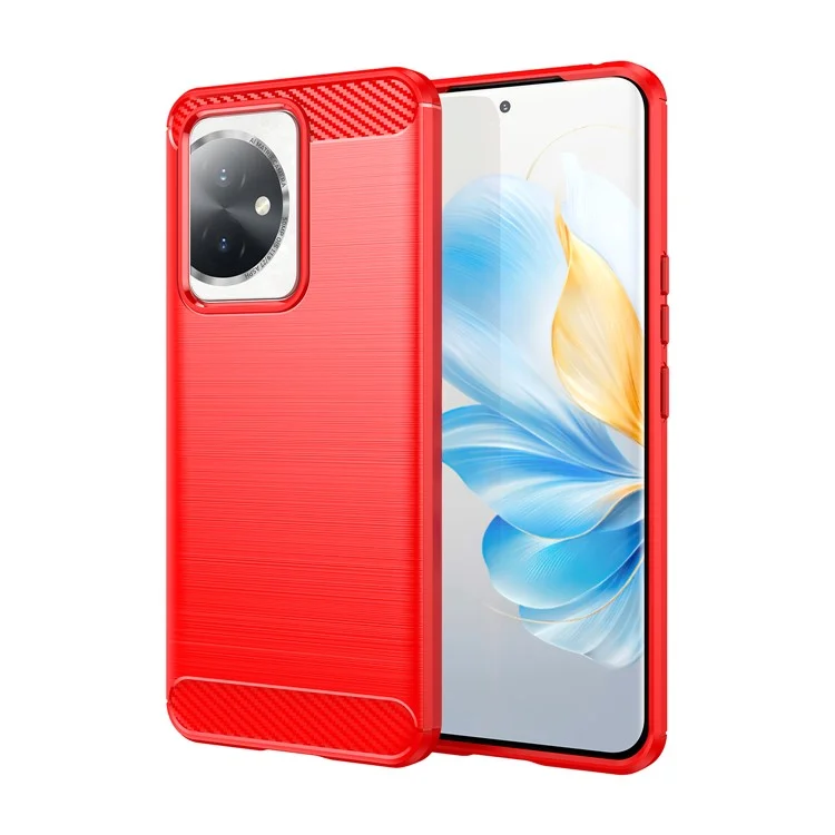 For Honor 100 5G gebürstete Handyhülle Anti-Kratzer Soft TPU Cover - Rot