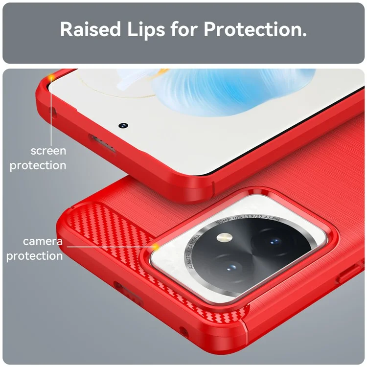 For Honor 100 5G gebürstete Handyhülle Anti-Kratzer Soft TPU Cover - Rot