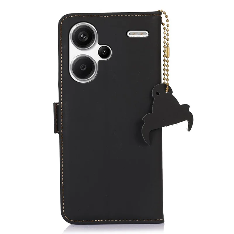 Til Xiaomi Redmi Note 13 Pro+ 5G Telefonbeskyttelse Silkeagtig Ægte Koeverv Wallet Cover - Sort