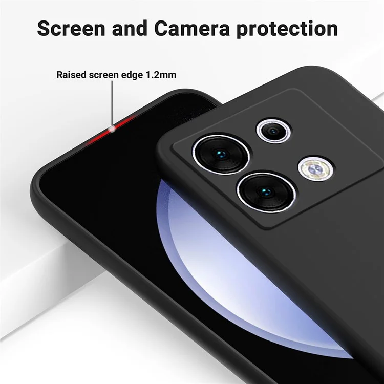 Für Infinix Zero 30 5G X6731 Hülle, Soft Lining Handyhülle, Flüssiger Silikon Handyschale mit Trageriemen - Schwarz