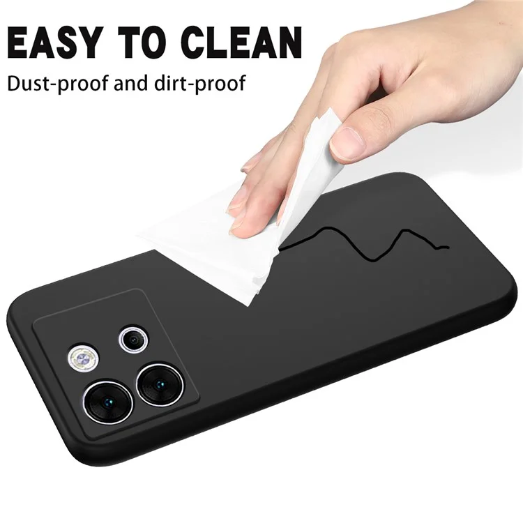 Für Infinix Zero 30 5G X6731 Hülle, Soft Lining Handyhülle, Flüssiger Silikon Handyschale mit Trageriemen - Schwarz
