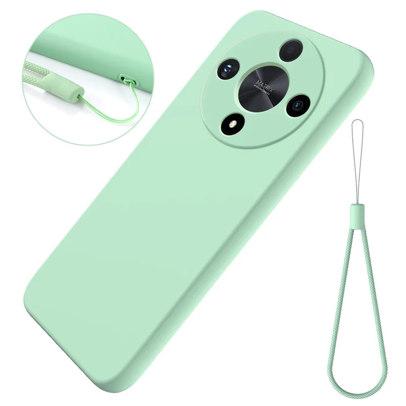 For Honor X9b 5G / Magic6 Lite 5G Case Phone Cover Soft Lining Liquid Silicone Shell with Strap - Green