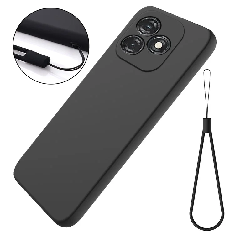 Per TECNO Spark 20 Custodia in Silicone Liquido Rivestimento Morbido Cover per Telefono con Cinturino - Nero