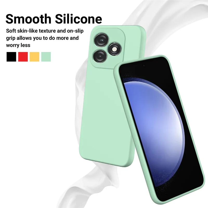 Para TECNO Spark 20 Capa de Silicone Líquido Macia Forro de Telefone com Alça - Verde