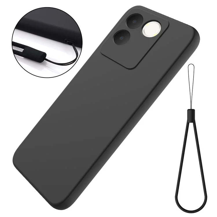 Per vivo T2 Pro 5G / S17e 5G / iQOO Z7 Pro 5G Custodia Liquid Silicone Cover telefonica con cinghia - Nero