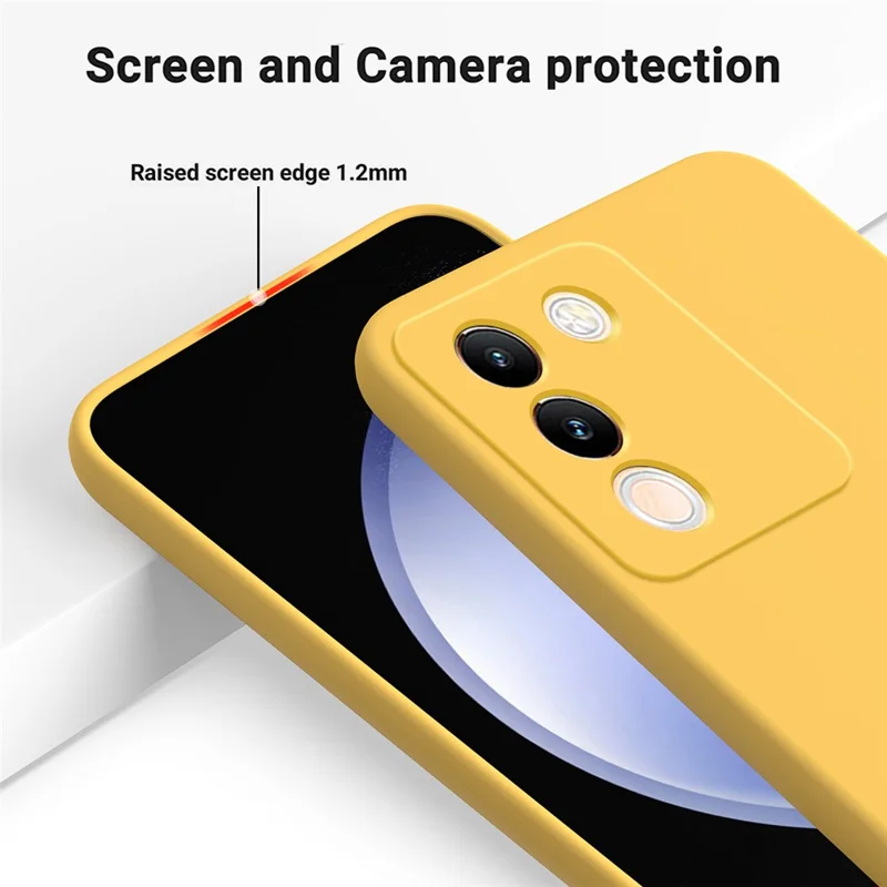 For vivo Y200 (India) 5G Case Soft Lining Anti-scratch Liquid Silicone Cover with Strap - Yellow