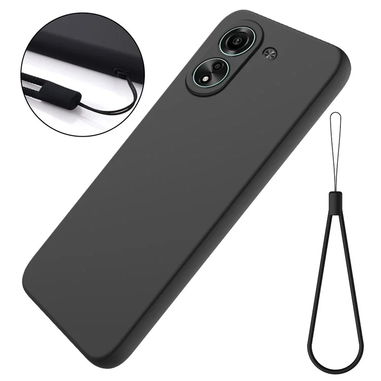 Para Xiaomi Redmi 13C 4G / Poco C65 4G Carcasa Forro Suave Silicona Líquida Funda Ajustada con Correa - Negro