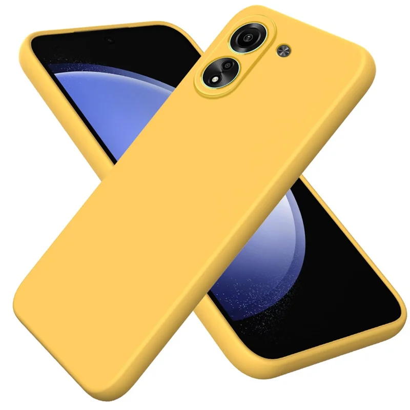 For Xiaomi Redmi 13C 4G / Poco C65 4G Case Soft Lining Liquid Silicone Shell Slim-Fit Phone Cover with Strap - Yellow