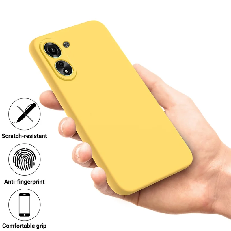 For Xiaomi Redmi 13C 4G / Poco C65 4G Case Soft Lining Liquid Silicone Shell Slim-Fit Phone Cover with Strap - Yellow