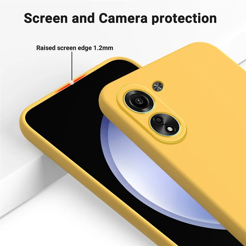 For Xiaomi Redmi 13C 4G / Poco C65 4G Case Soft Lining Liquid Silicone Shell Slim-Fit Phone Cover with Strap - Yellow