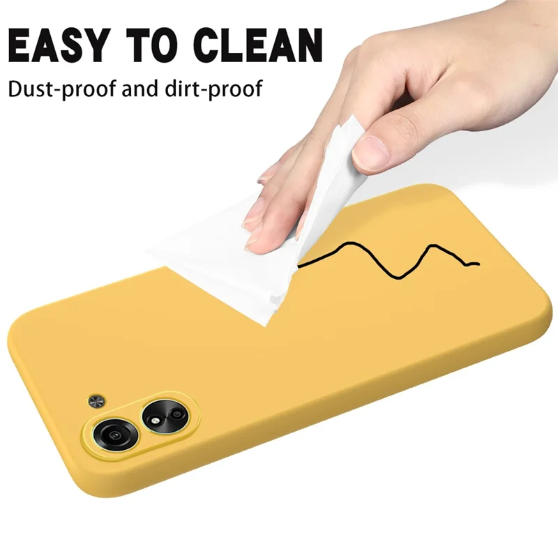 For Xiaomi Redmi 13C 4G / Poco C65 4G Case Soft Lining Liquid Silicone Shell Slim-Fit Phone Cover with Strap - Yellow