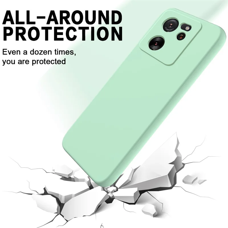 For Xiaomi 13T Pro / 13T / Redmi K60 Ultra Case Soft Lining Liquid Silicone Phone Covering Shell with Strap - Green