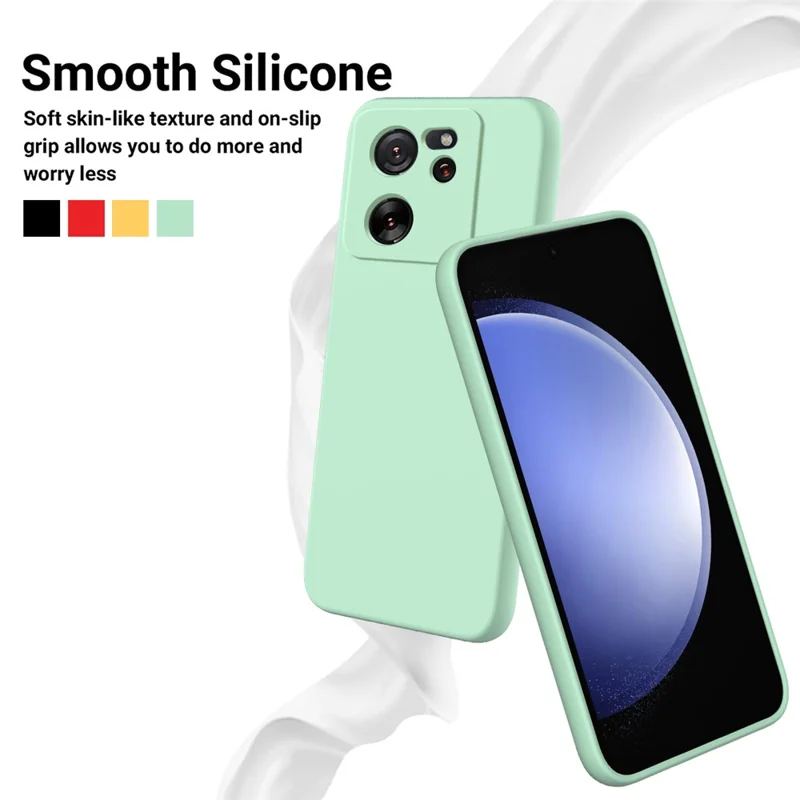 For Xiaomi 13T Pro / 13T / Redmi K60 Ultra Case Soft Lining Liquid Silicone Phone Covering Shell with Strap - Green