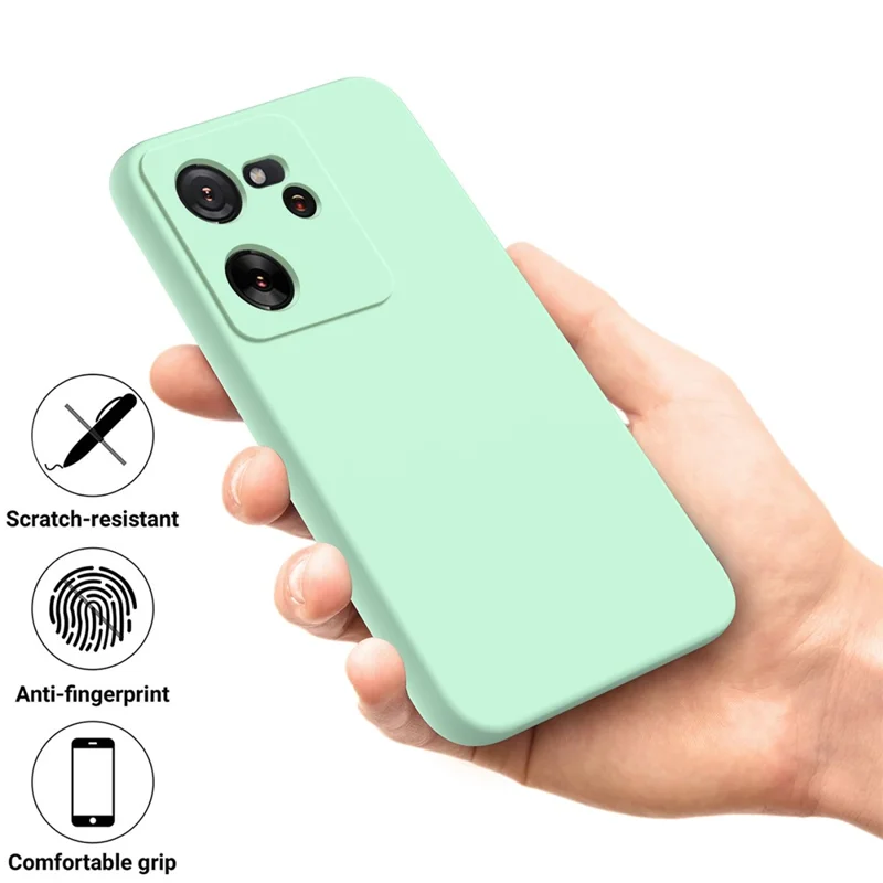 For Xiaomi 13T Pro / 13T / Redmi K60 Ultra Case Soft Lining Liquid Silicone Phone Covering Shell with Strap - Green