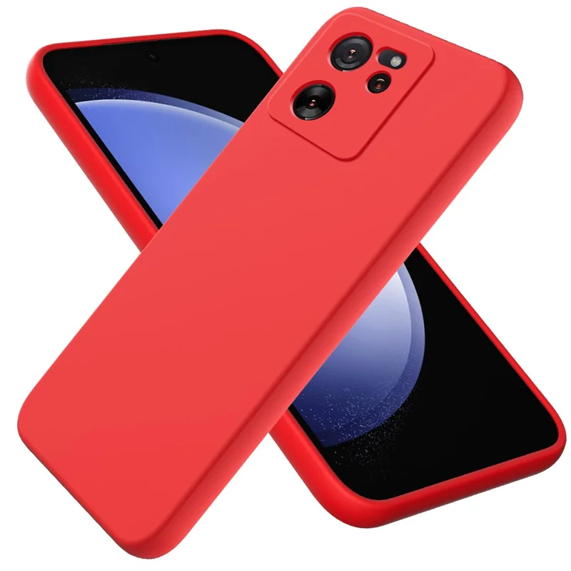 For Xiaomi 13T Pro / 13T / Redmi K60 Ultra Case Soft Lining Liquid Silicone Phone Covering Shell with Strap - Red