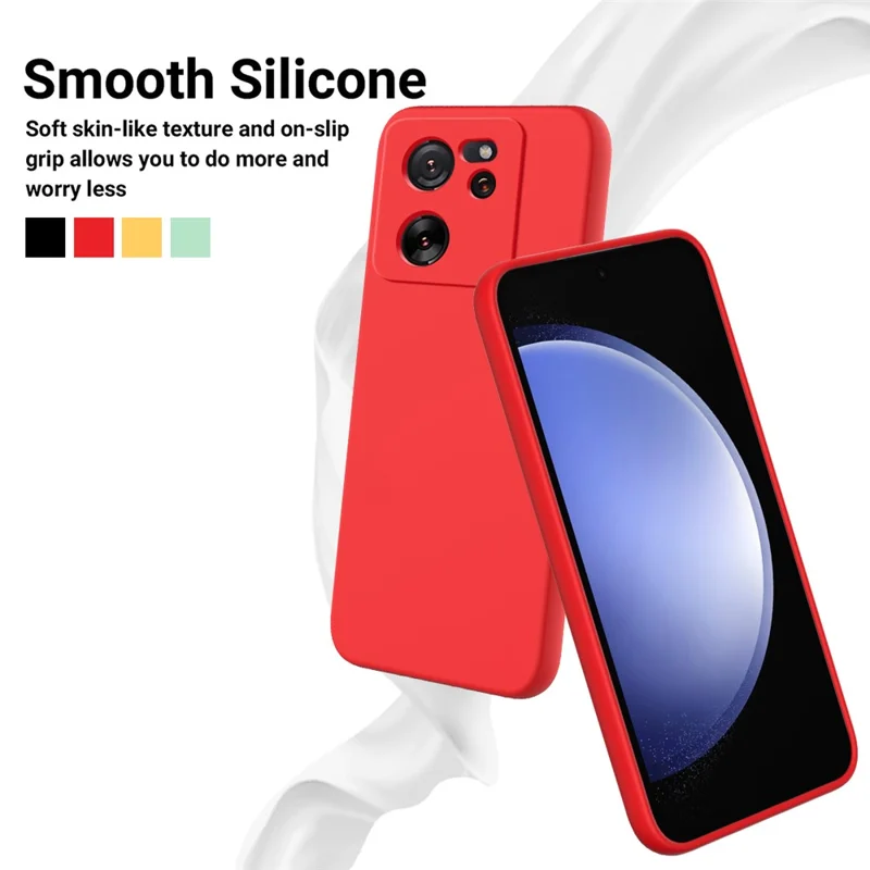 For Xiaomi 13T Pro / 13T / Redmi K60 Ultra Case Soft Lining Liquid Silicone Phone Covering Shell with Strap - Red