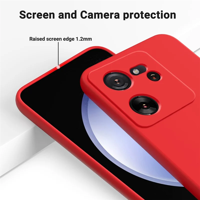 For Xiaomi 13T Pro / 13T / Redmi K60 Ultra Case Soft Lining Liquid Silicone Phone Covering Shell with Strap - Red