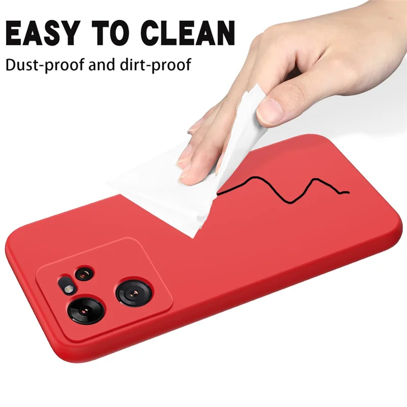 For Xiaomi 13T Pro / 13T / Redmi K60 Ultra Case Soft Lining Liquid Silicone Phone Covering Shell with Strap - Red