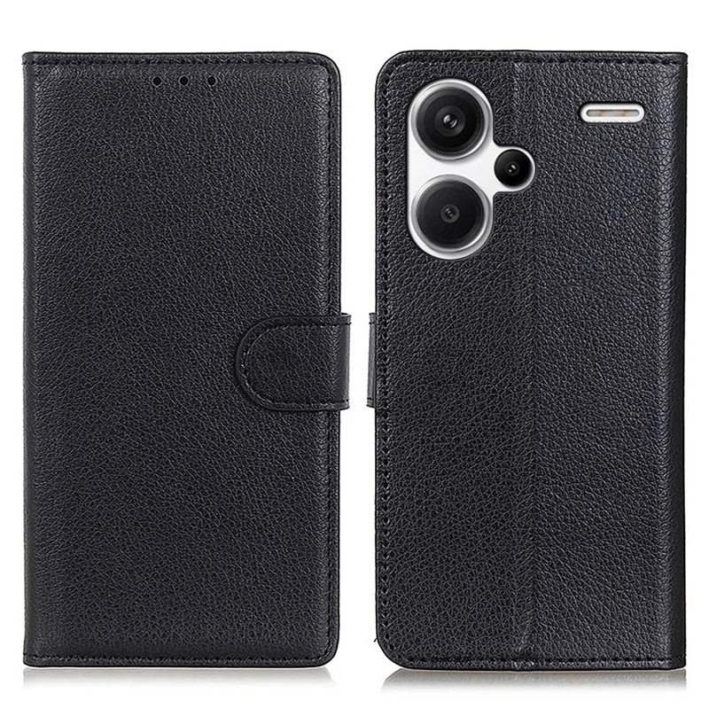 Coque de téléphone portable pour Xiaomi Redmi Note 13 Pro+ 5G, étui portefeuille en cuir résistant aux chutes - Noir
