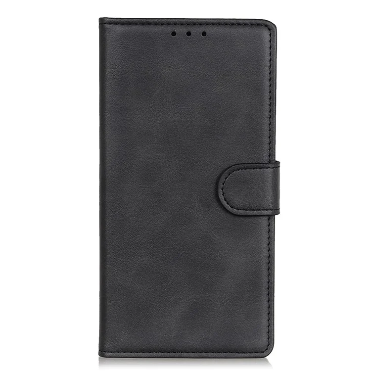 Für Xiaomi Redmi Note 13 Pro+ 5G Handyhüllen Kuhledertextur Folio Flip PU-Leder-Cover - Schwarz