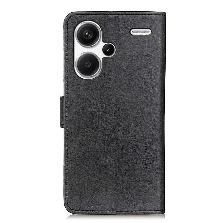 Für Xiaomi Redmi Note 13 Pro+ 5G Handyhüllen Kuhledertextur Folio Flip PU-Leder-Cover - Schwarz