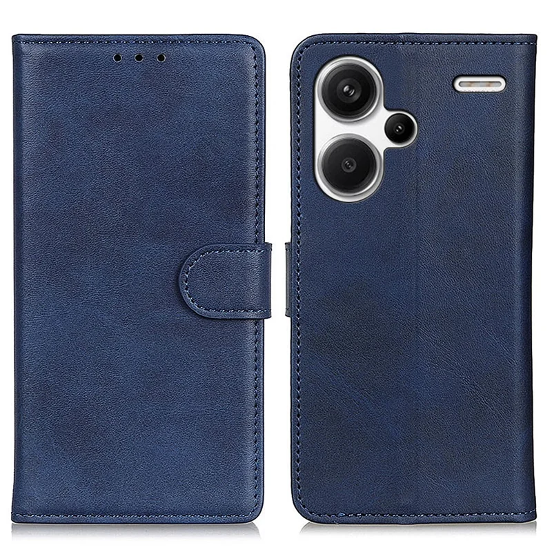 For Xiaomi Redmi Note 13 Pro+ 5G Cell Phone Cases Cowhide Texture Folio Flip PU Leather Cover - Blue