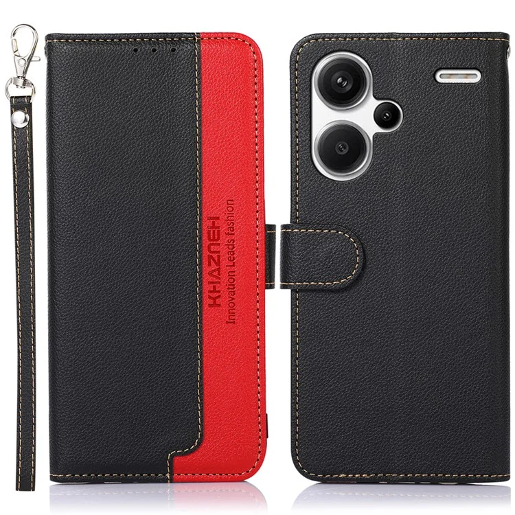 KHAZNEH Pour Xiaomi Redmi Note 13 Pro+ 5G RFID Blocking Cell Phone Cases Étui en Cuir - Noir
