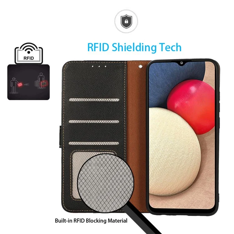 KHAZNEH Pour Xiaomi Redmi Note 13 Pro+ 5G RFID Blocking Cell Phone Cases Étui en Cuir - Noir