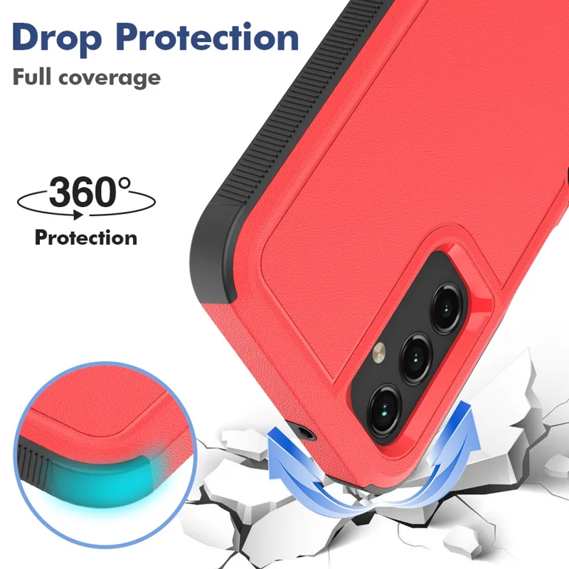 For Samsung Galaxy A14 5G / A14 4G Cover PC+TPU Shockproof Cell Phone Case - Red