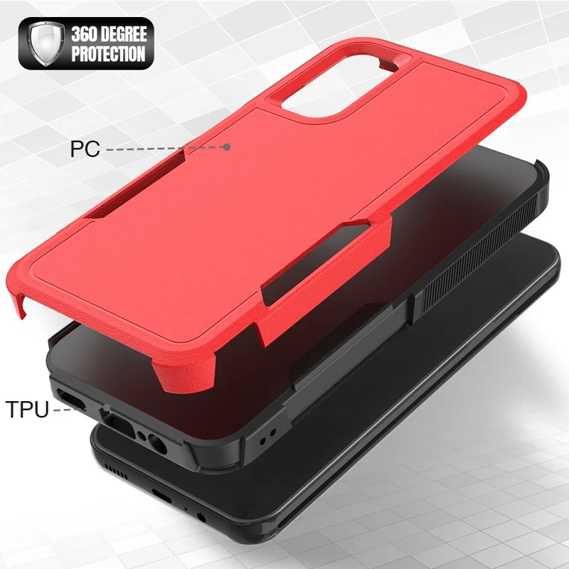 For Samsung Galaxy A14 5G / A14 4G Cover PC+TPU Shockproof Cell Phone Case - Red