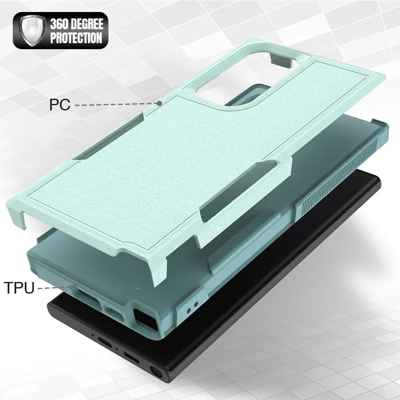 For Samsung Galaxy S23 Ultra Phone Cover PC+TPU Anti-drop Cell Phone Case - Mint Green