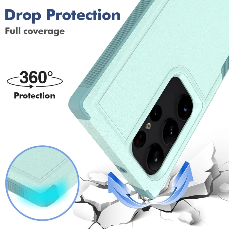 For Samsung Galaxy S23 Ultra Phone Cover PC+TPU Anti-drop Cell Phone Case - Mint Green