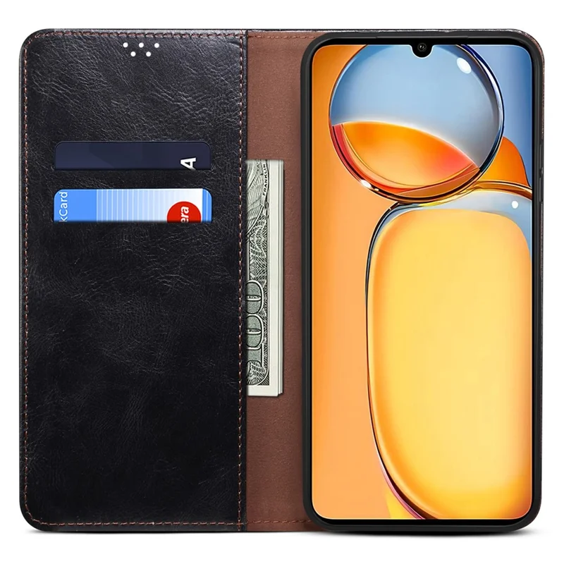 For Xiaomi Redmi 13C 4G / Poco C65 4G Cover PU Leather Anti-drop Stand Cell Phone Case - Black
