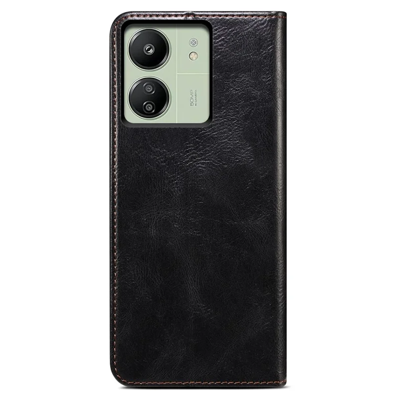 For Xiaomi Redmi 13C 4G / Poco C65 4G Cover PU Leather Anti-drop Stand Cell Phone Case - Black