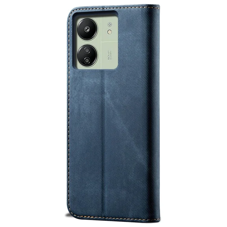 Para Xiaomi Redmi 13C 4G / Poco C65 4G Funda de teléfono móvil tipo cartera de piel PU resistente a caídas - Azul