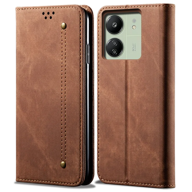 For Xiaomi Redmi 13C 4G / Poco C65 4G Cell Phone Case Wallet PU Leather Anti-fall Shell - Coffee
