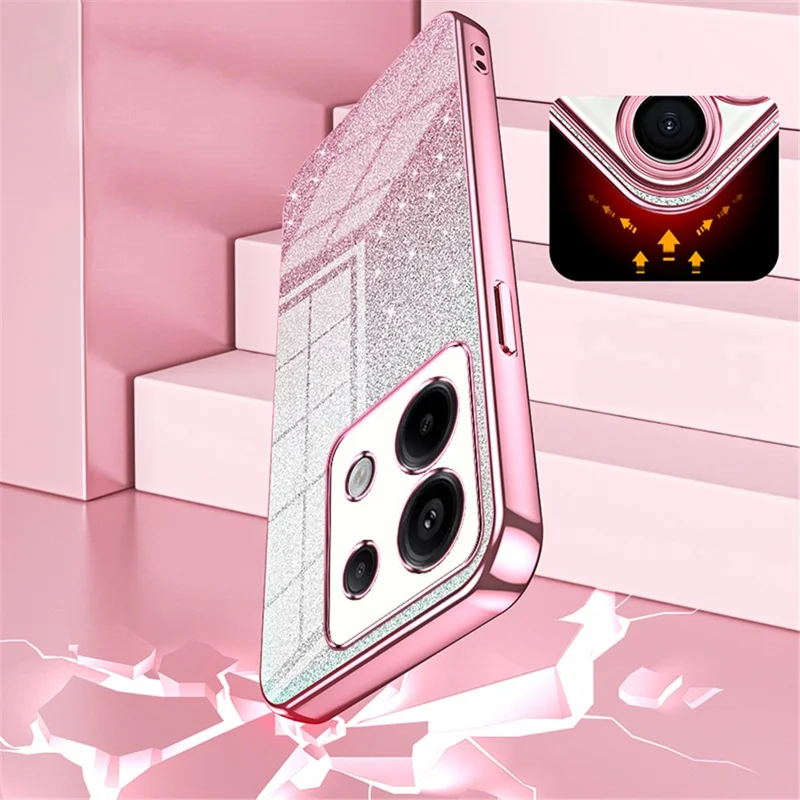 Für Xiaomi Redmi Note 13 Pro 5G / Poco X6 5G Glitzerhülle präzise ausgeschnittene TPU-Handyhülle - Silber