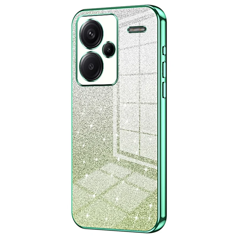 For Xiaomi Redmi Note 13 Pro+ 5G TPU Cover Precise Cutout Glitter Design Cell Phone Case - Green