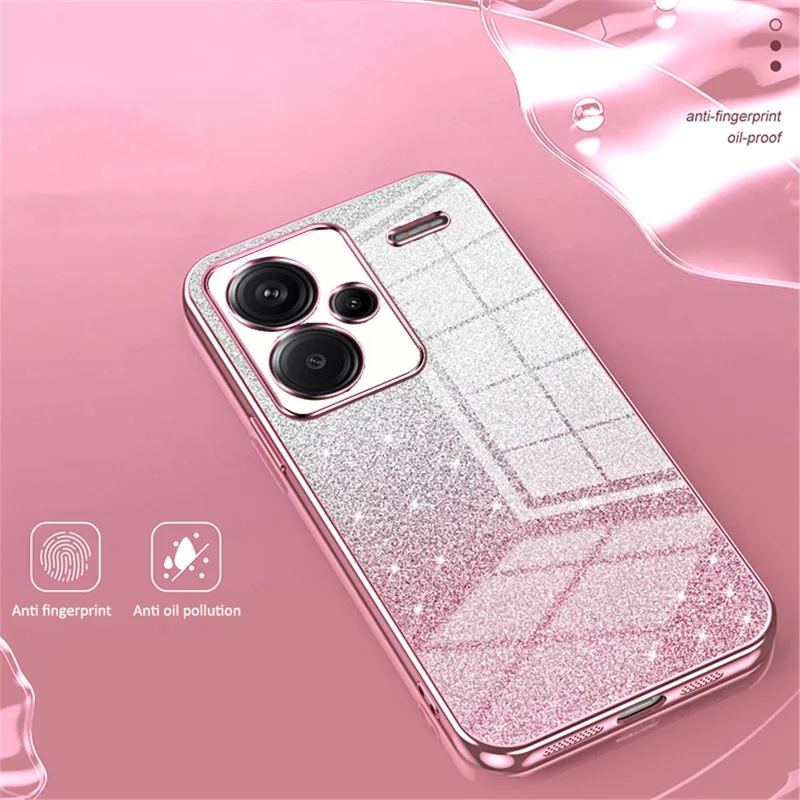 For Xiaomi Redmi Note 13 Pro+ 5G TPU Cover Precise Cutout Glitter Design Cell Phone Case - Green