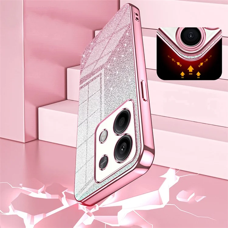 Para Xiaomi Redmi Note 13 5G Glitter Design TPU Cover Precise Cutout Cell Phone Case - Pink