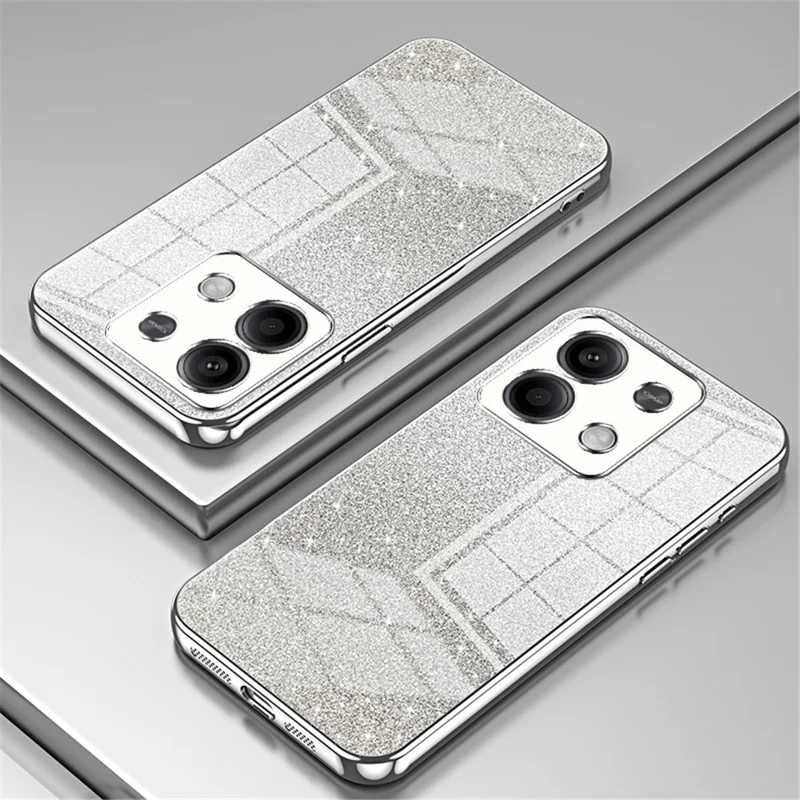 For Xiaomi Redmi Note 13 5G Glitter Design TPU Cover Precise Cutout Cell Phone Case - Silver