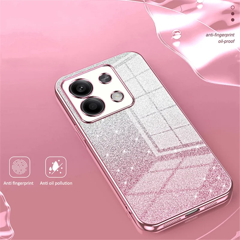 For Xiaomi Redmi Note 13 5G Glitter Design TPU Cover Precise Cutout Cell Phone Case - Transparent