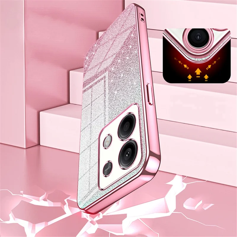 For Xiaomi Redmi Note 13 5G Glitter Design TPU Cover Precise Cutout Cell Phone Case - Transparent