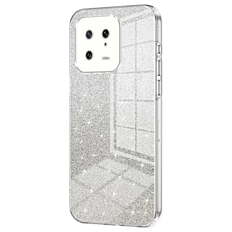 For Xiaomi 13 Cover Soft TPU Præcis Udsnit Gradient Glitter Design Mobiltelefon Case - Transparent